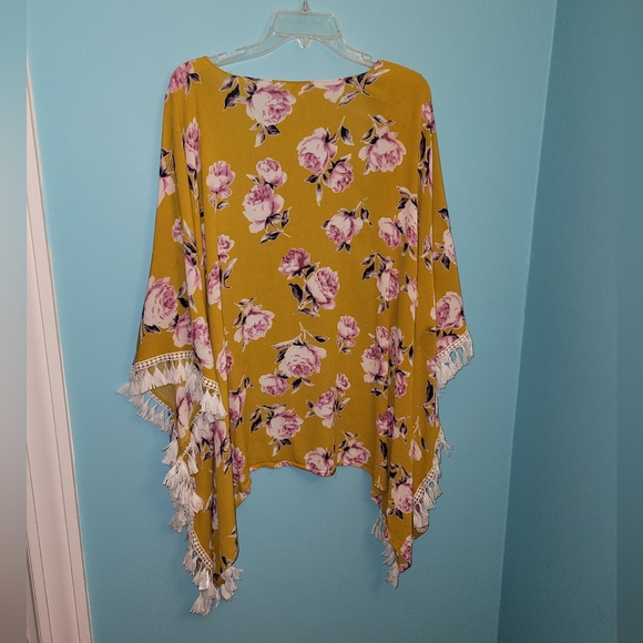 Umgee Gold Floral Open Kimono Cardigan  sz. Large - Picture 2 of 5
